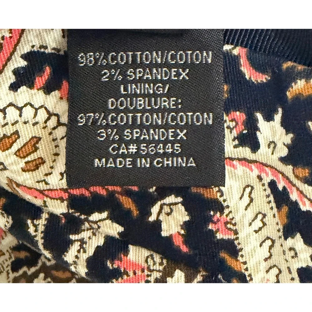 J.Crew No. 2 Pencil Skirt Paisley Print Navy Coral Cotton Size 4 EUC - Picture 6 of 9